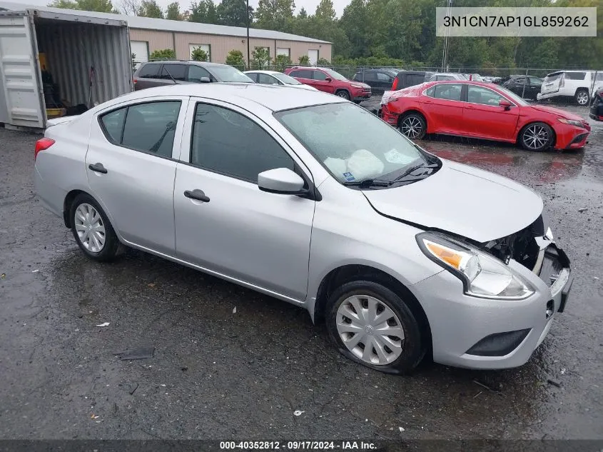 2016 Nissan Versa 1.6 S+ VIN: 3N1CN7AP1GL859262 Lot: 40352812