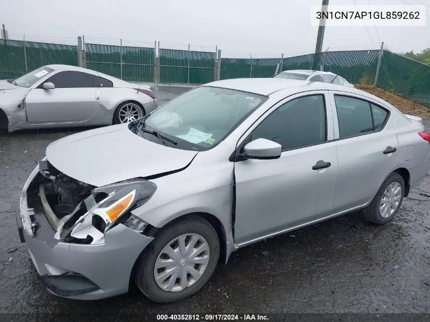 2016 Nissan Versa 1.6 S+ VIN: 3N1CN7AP1GL859262 Lot: 40352812