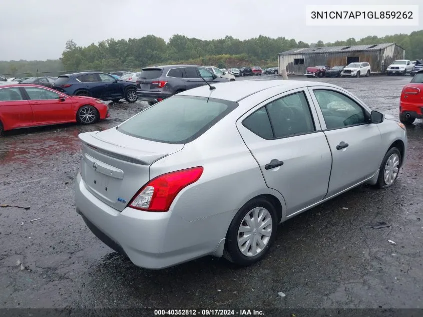 3N1CN7AP1GL859262 2016 Nissan Versa 1.6 S+