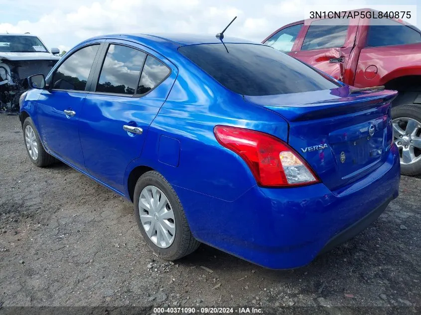 3N1CN7AP5GL840875 2016 Nissan Versa 1.6 S/1.6 S+/1.6 Sl/1.6 Sv