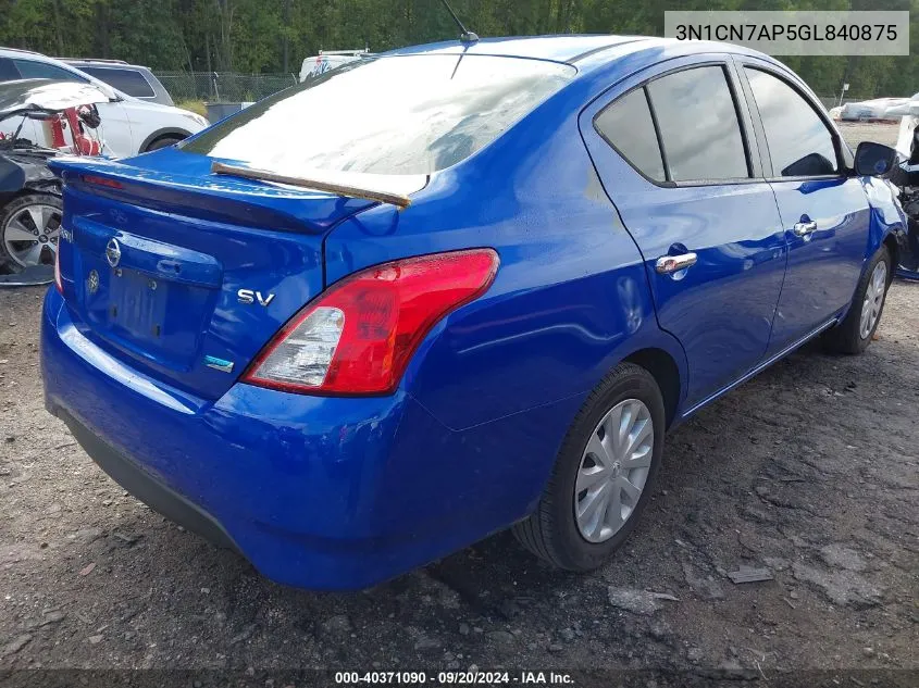 3N1CN7AP5GL840875 2016 Nissan Versa 1.6 S/1.6 S+/1.6 Sl/1.6 Sv