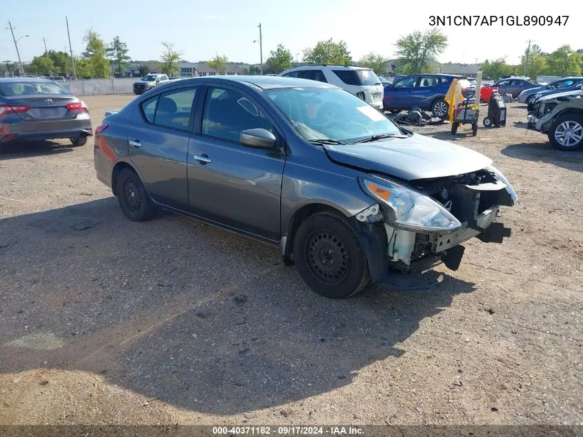 2016 Nissan Versa 1.6 Sv VIN: 3N1CN7AP1GL890947 Lot: 40371182