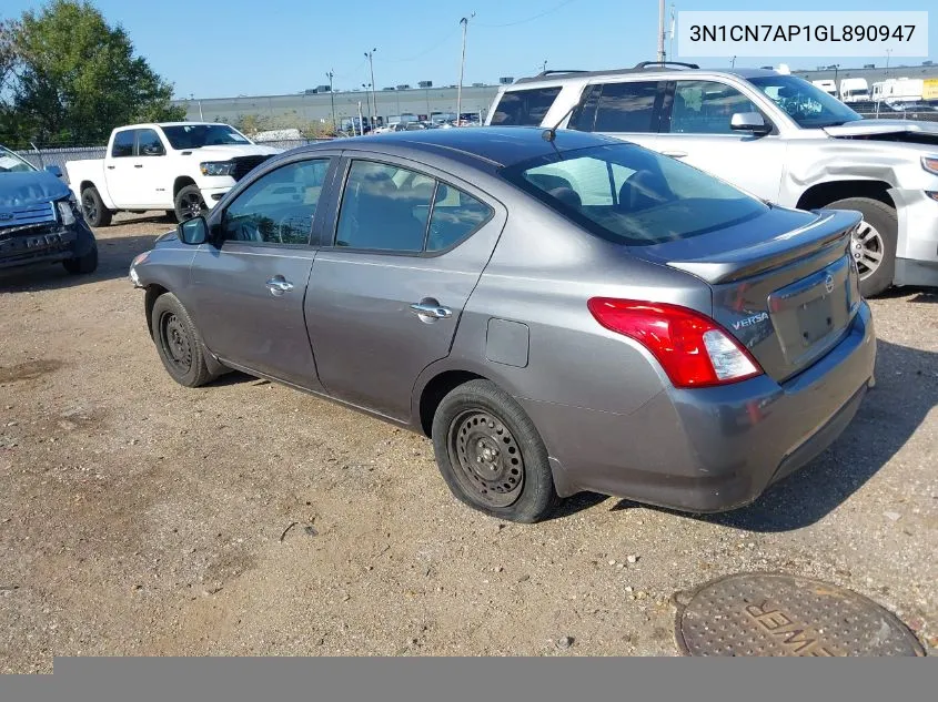 2016 Nissan Versa 1.6 Sv VIN: 3N1CN7AP1GL890947 Lot: 40371182