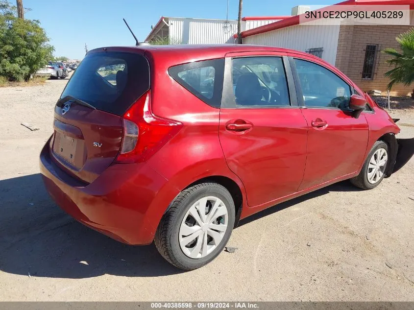 2016 Nissan Versa Note S (Sr)/S Plus/Sl/Sr/Sv VIN: 3N1CE2CP9GL405289 Lot: 40385598