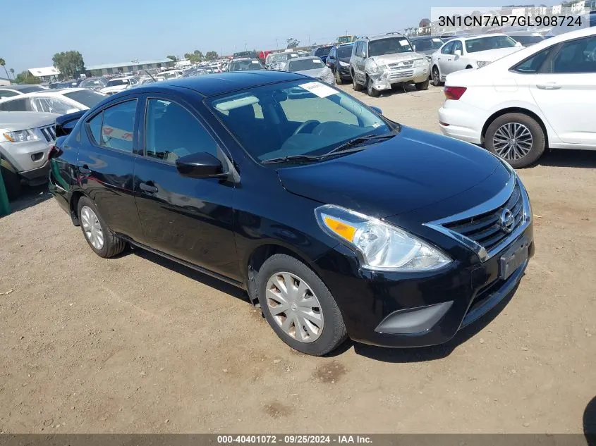 2016 Nissan Versa 1.6 S+ VIN: 3N1CN7AP7GL908724 Lot: 40401072