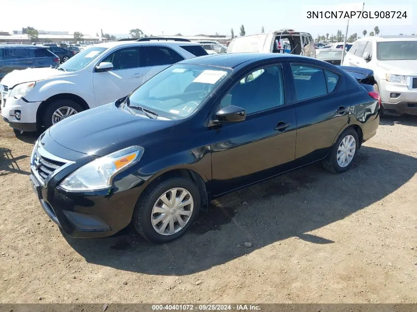 2016 Nissan Versa 1.6 S+ VIN: 3N1CN7AP7GL908724 Lot: 40401072