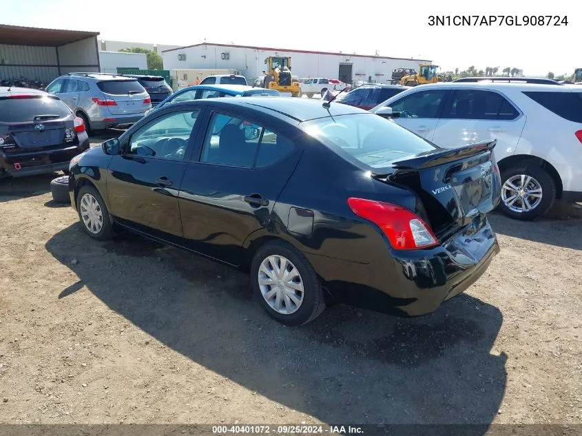 3N1CN7AP7GL908724 2016 Nissan Versa 1.6 S+