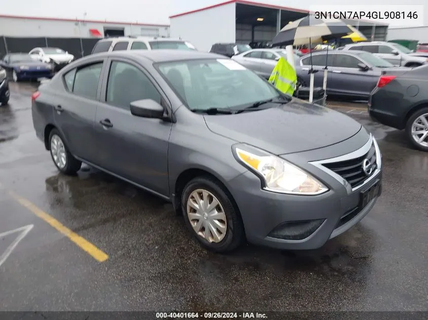 2016 Nissan Versa 1.6 S+ VIN: 3N1CN7AP4GL908146 Lot: 40401664