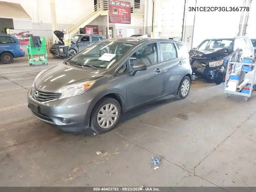 2016 Nissan Versa Note S (Sr)/S Plus/Sl/Sr/Sv VIN: 3N1CE2CP3GL366778 Lot: 40403783