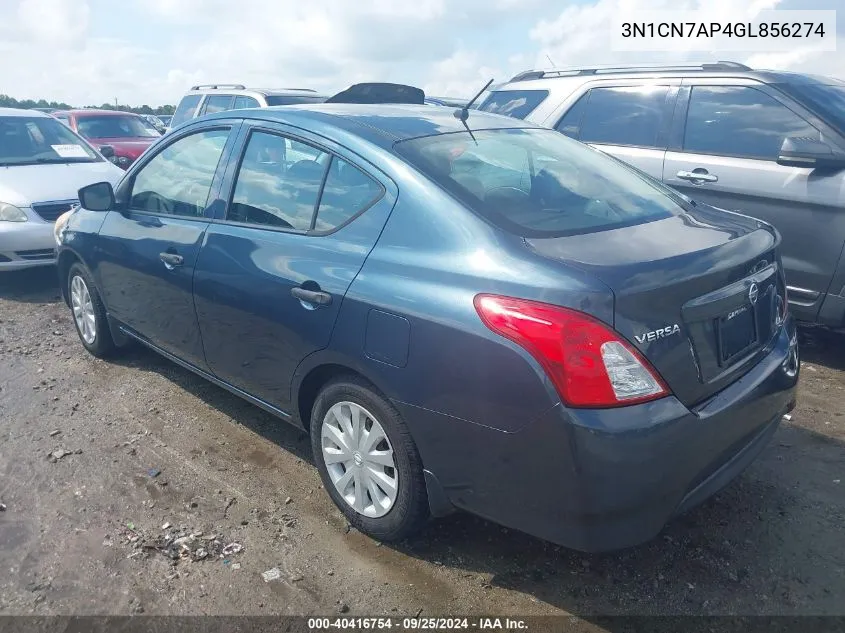 2016 Nissan Versa 1.6 S VIN: 3N1CN7AP4GL856274 Lot: 40416754