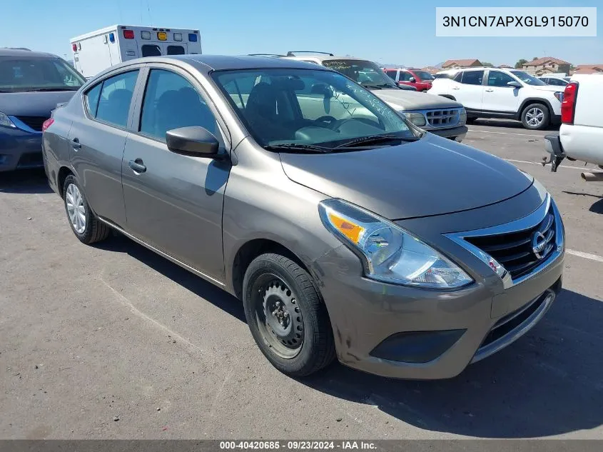 2016 Nissan Versa 1.6 S+ VIN: 3N1CN7APXGL915070 Lot: 40420685