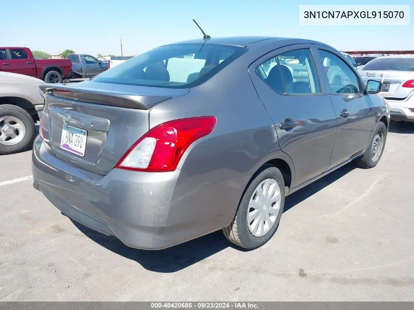 3N1CN7APXGL915070 2016 Nissan Versa 1.6 S+