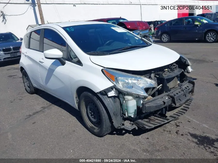 2016 Nissan Versa Note S (Sr)/S Plus/Sl/Sr/Sv VIN: 3N1CE2CP2GL404551 Lot: 40421880