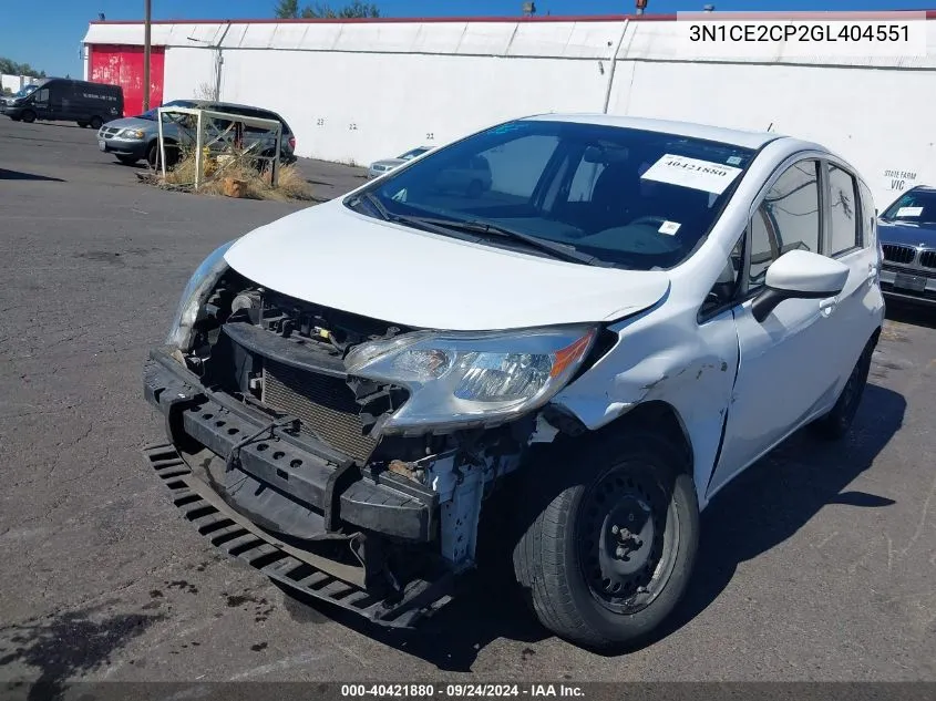 2016 Nissan Versa Note S (Sr)/S Plus/Sl/Sr/Sv VIN: 3N1CE2CP2GL404551 Lot: 40421880