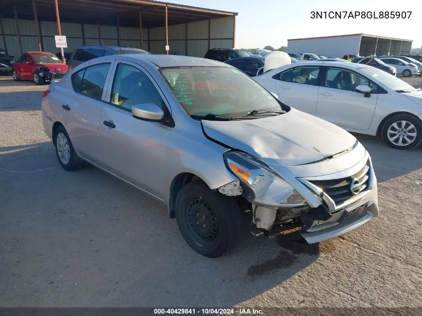 2016 Nissan Versa 1.6 S+ VIN: 3N1CN7AP8GL885907 Lot: 40429841