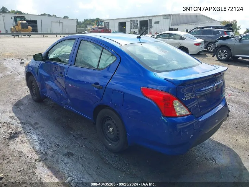 3N1CN7APXGL872124 2016 Nissan Versa 1.6 S+