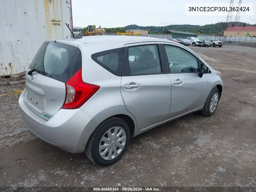 2016 Nissan Versa Note S (Sr)/S Plus/Sl/Sr/Sv VIN: 3N1CE2CP3GL362424 Lot: 40455343