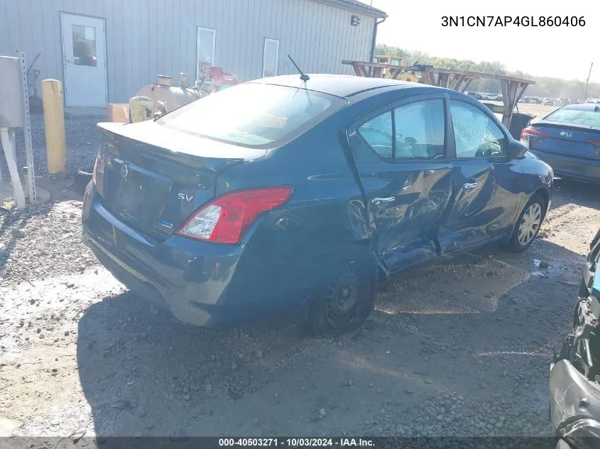 2016 Nissan Versa 1.6 Sv VIN: 3N1CN7AP4GL860406 Lot: 40503271