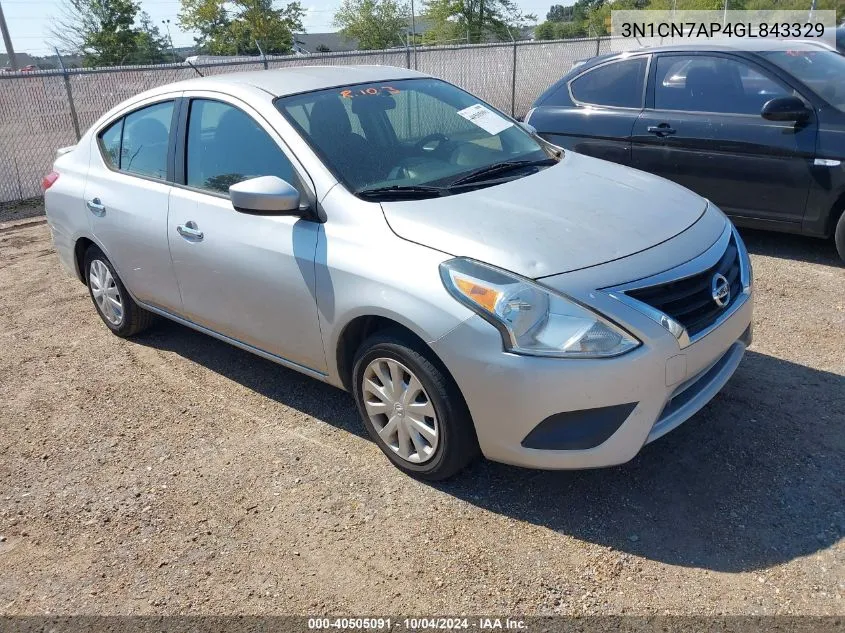 2016 Nissan Versa 1.6 S/1.6 S+/1.6 Sl/1.6 Sv VIN: 3N1CN7AP4GL843329 Lot: 40505091