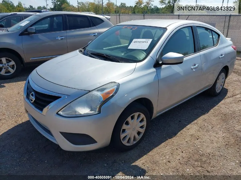 2016 Nissan Versa 1.6 S/1.6 S+/1.6 Sl/1.6 Sv VIN: 3N1CN7AP4GL843329 Lot: 40505091