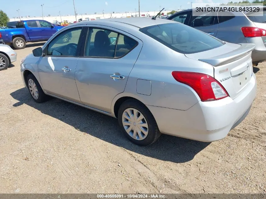 2016 Nissan Versa 1.6 S/1.6 S+/1.6 Sl/1.6 Sv VIN: 3N1CN7AP4GL843329 Lot: 40505091