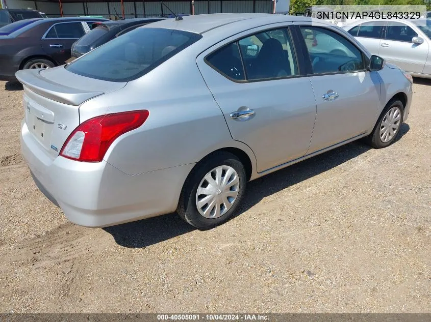 2016 Nissan Versa 1.6 S/1.6 S+/1.6 Sl/1.6 Sv VIN: 3N1CN7AP4GL843329 Lot: 40505091