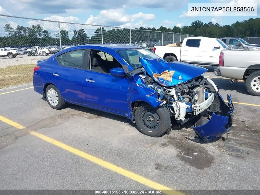 2016 Nissan Versa 1.6 Sv VIN: 3N1CN7AP5GL858566 Lot: 40515153