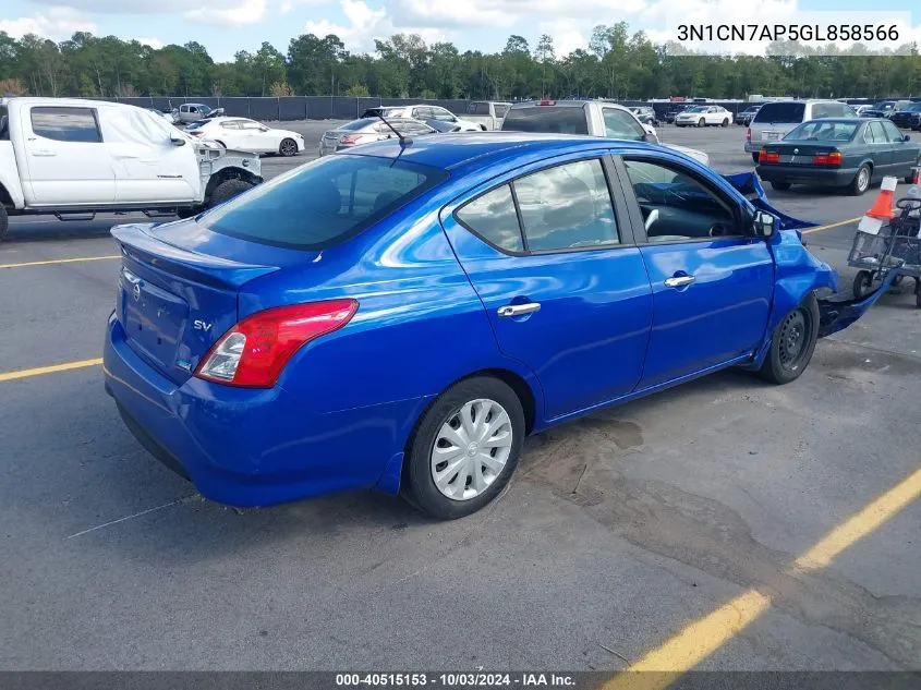 2016 Nissan Versa 1.6 Sv VIN: 3N1CN7AP5GL858566 Lot: 40515153