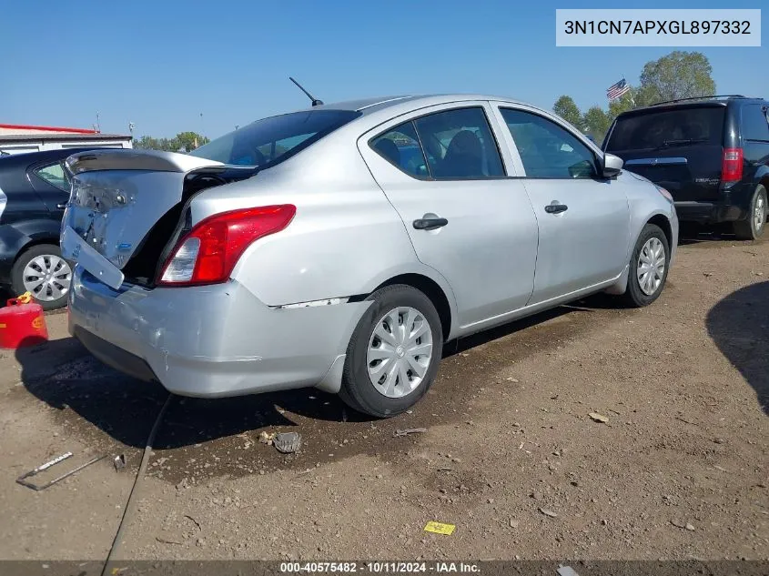 2016 Nissan Versa 1.6 S+ VIN: 3N1CN7APXGL897332 Lot: 40575482