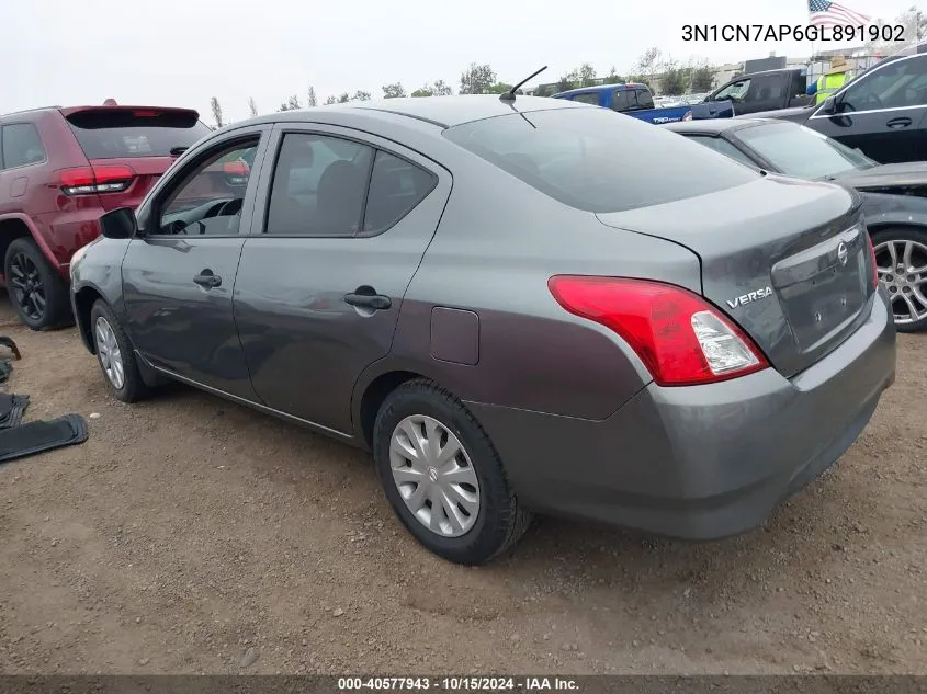 2016 Nissan Versa 1.6 S VIN: 3N1CN7AP6GL891902 Lot: 40577943