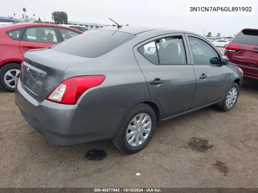 2016 Nissan Versa 1.6 S VIN: 3N1CN7AP6GL891902 Lot: 40577943