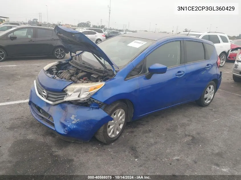 2016 Nissan Versa Note S (Sr)/S Plus/Sl/Sr/Sv VIN: 3N1CE2CP3GL360429 Lot: 40588075