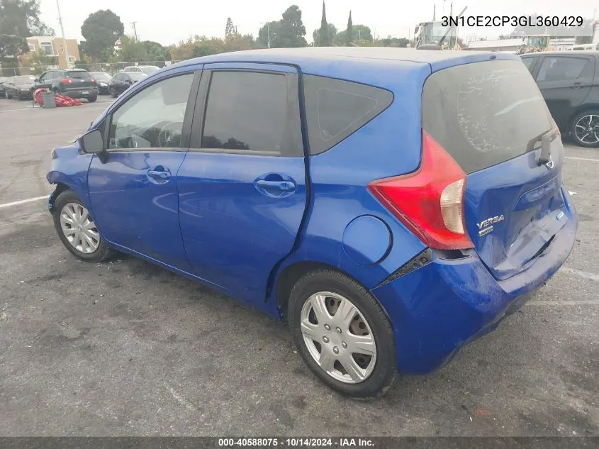 2016 Nissan Versa Note S (Sr)/S Plus/Sl/Sr/Sv VIN: 3N1CE2CP3GL360429 Lot: 40588075