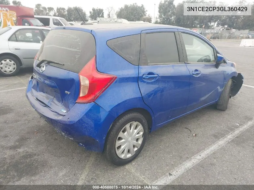 2016 Nissan Versa Note S (Sr)/S Plus/Sl/Sr/Sv VIN: 3N1CE2CP3GL360429 Lot: 40588075