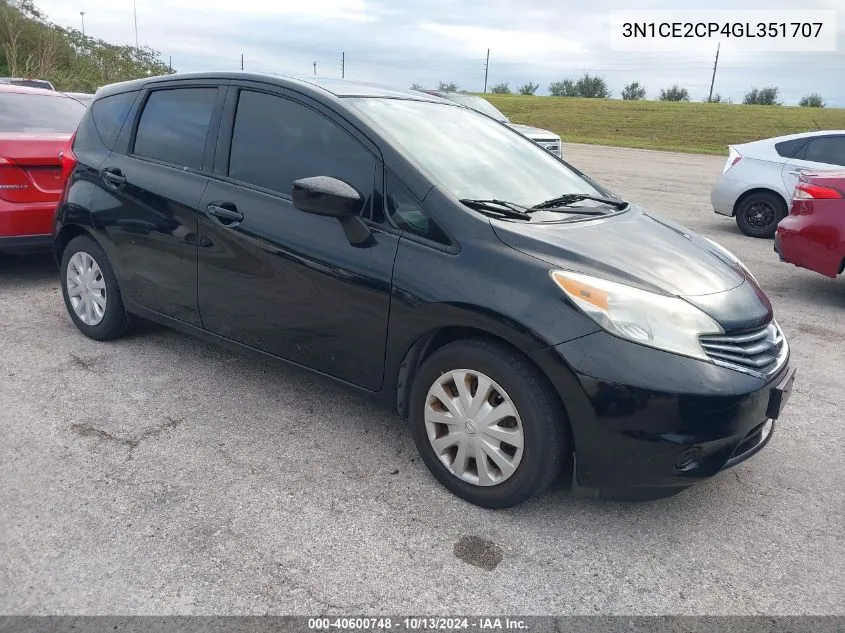 2016 Nissan Versa Note S (Sr)/S Plus/Sl/Sr/Sv VIN: 3N1CE2CP4GL351707 Lot: 40600748