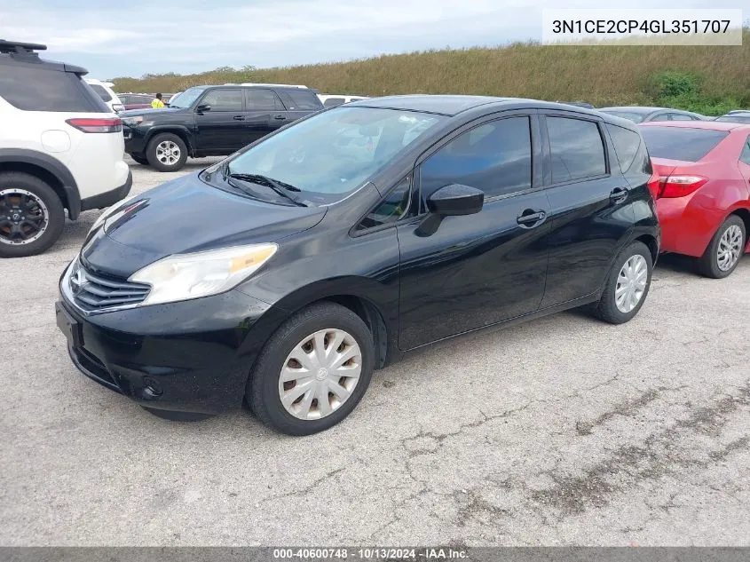 2016 Nissan Versa Note S (Sr)/S Plus/Sl/Sr/Sv VIN: 3N1CE2CP4GL351707 Lot: 40600748