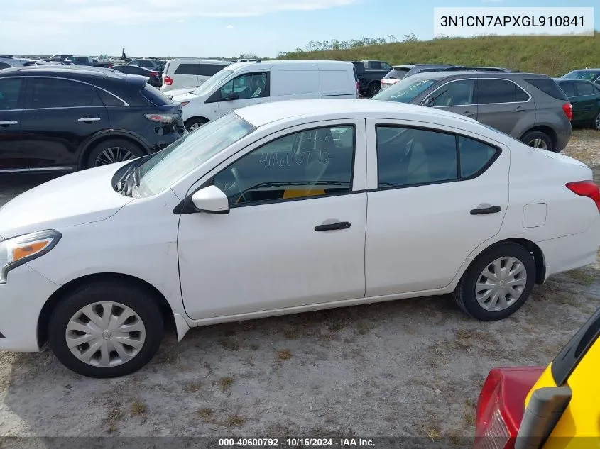 2016 Nissan Versa 1.6 S VIN: 3N1CN7APXGL910841 Lot: 40600792