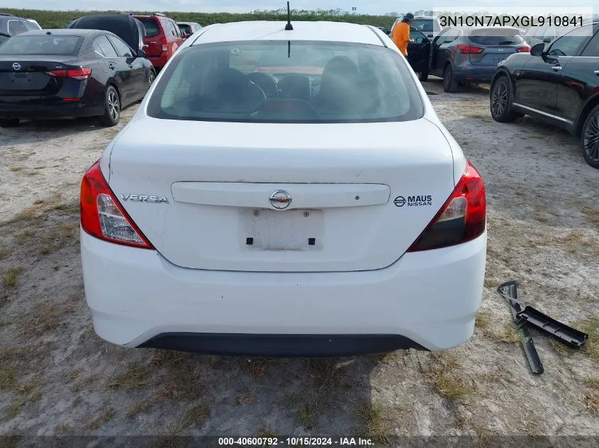 2016 Nissan Versa 1.6 S VIN: 3N1CN7APXGL910841 Lot: 40600792