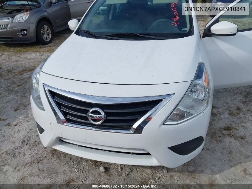 2016 Nissan Versa 1.6 S VIN: 3N1CN7APXGL910841 Lot: 40600792