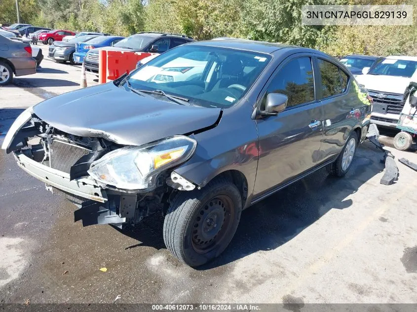 2016 Nissan Versa 1.6 S/1.6 S+/1.6 Sl/1.6 Sv VIN: 3N1CN7AP6GL829139 Lot: 40612073