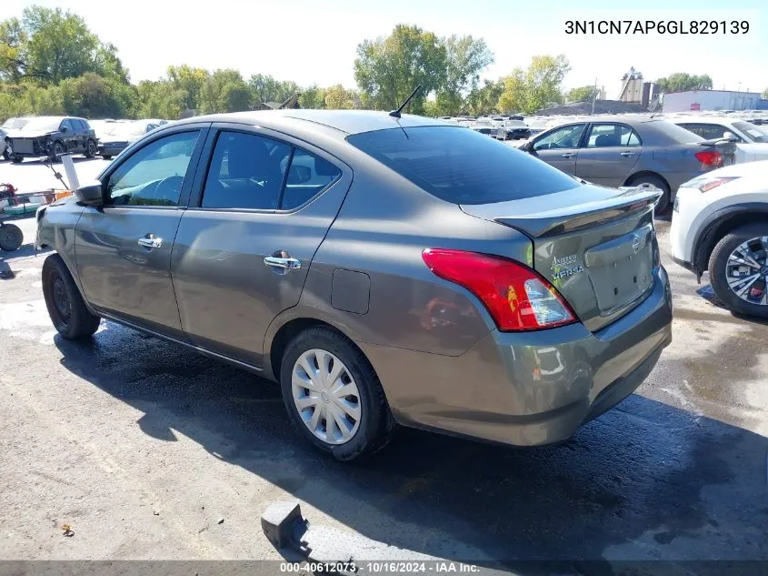 2016 Nissan Versa 1.6 S/1.6 S+/1.6 Sl/1.6 Sv VIN: 3N1CN7AP6GL829139 Lot: 40612073