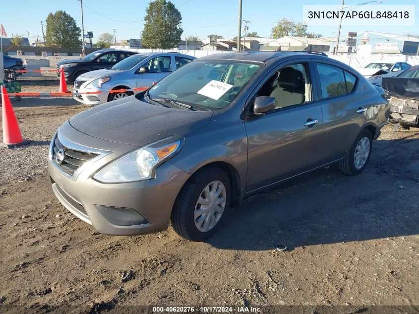 2016 Nissan Versa 1.6 Sv VIN: 3N1CN7AP6GL848418 Lot: 40620276