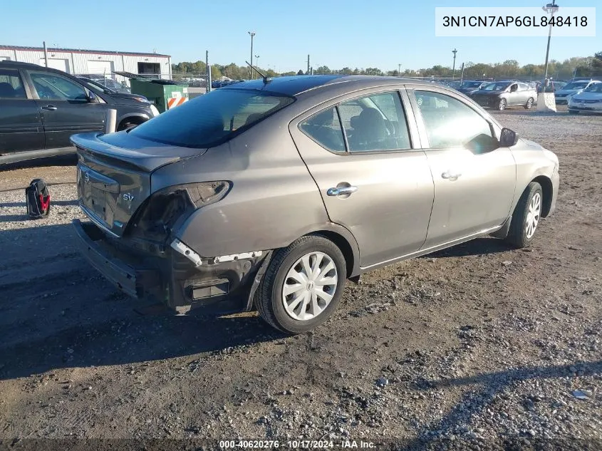 3N1CN7AP6GL848418 2016 Nissan Versa 1.6 Sv