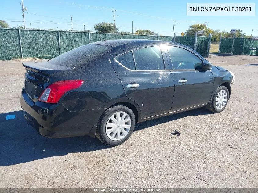 2016 Nissan Versa 1.6 Sv VIN: 3N1CN7APXGL838281 Lot: 40622624