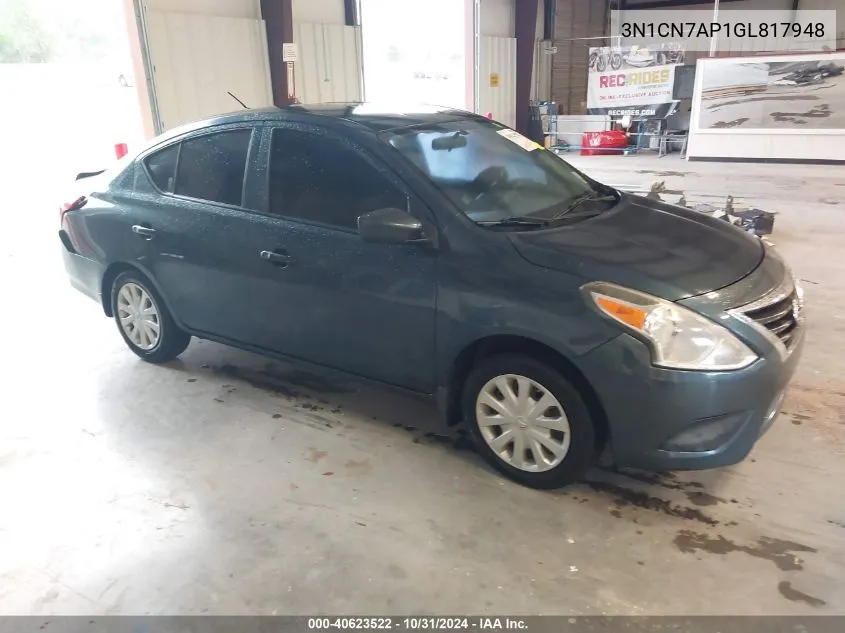 2016 Nissan Versa 1.6 S VIN: 3N1CN7AP1GL817948 Lot: 40623522