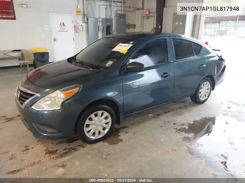 2016 Nissan Versa 1.6 S VIN: 3N1CN7AP1GL817948 Lot: 40623522