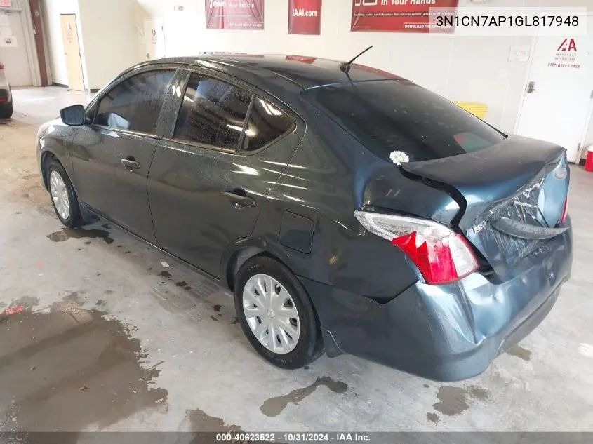 2016 Nissan Versa 1.6 S VIN: 3N1CN7AP1GL817948 Lot: 40623522