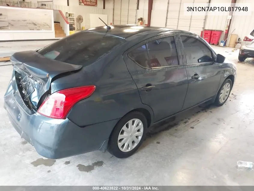 2016 Nissan Versa 1.6 S VIN: 3N1CN7AP1GL817948 Lot: 40623522