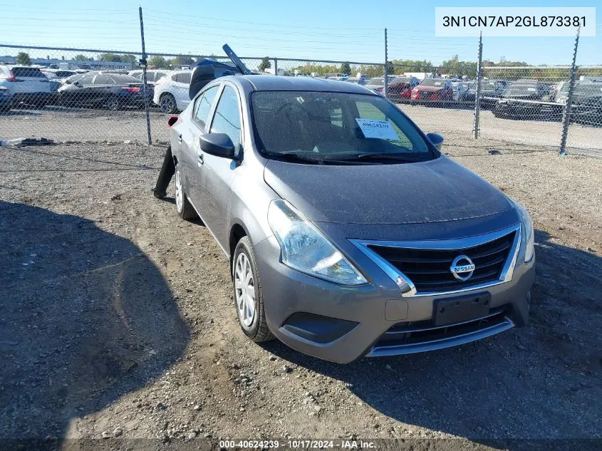 2016 Nissan Versa 1.6 S+ VIN: 3N1CN7AP2GL873381 Lot: 40624239