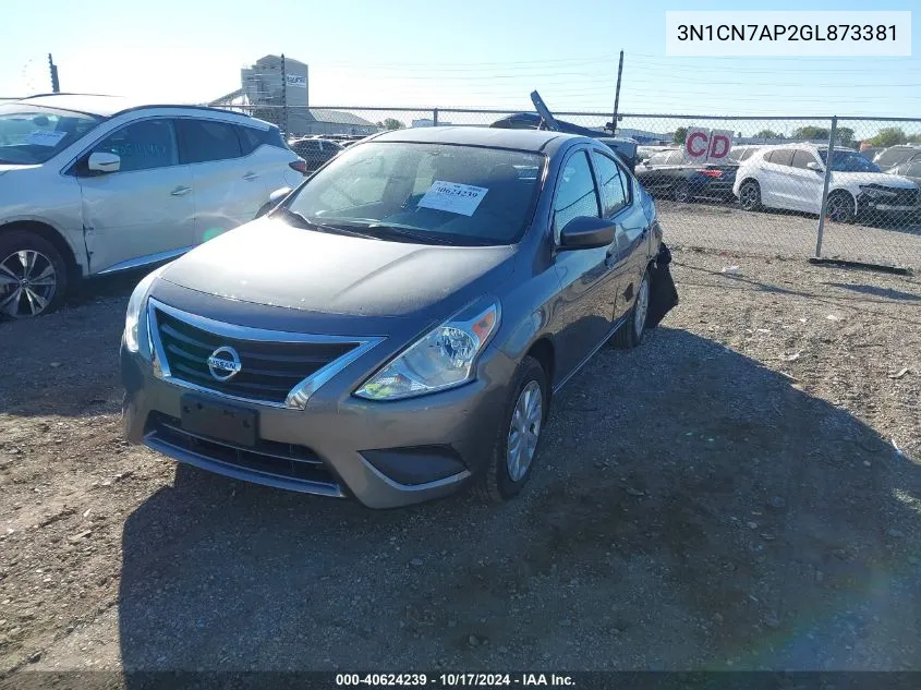 3N1CN7AP2GL873381 2016 Nissan Versa 1.6 S+